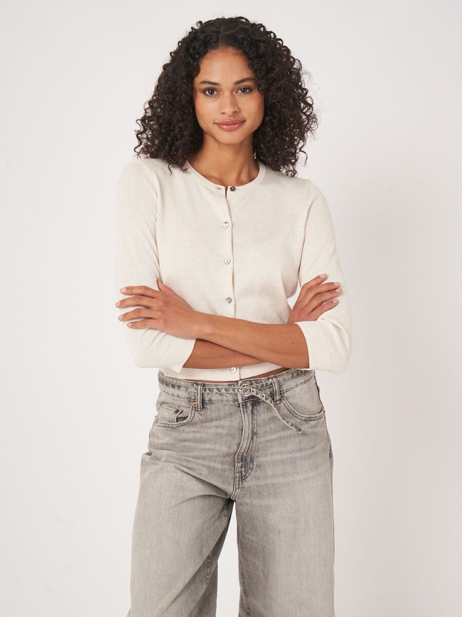 Repeat Cashmere Kort Vest Met Ronde Hals Van Katoenmix