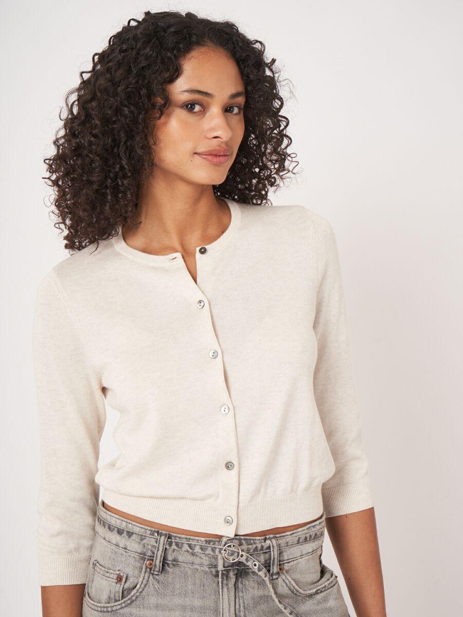 Repeat Cashmere Kort Vest Met Ronde Hals Van Katoenmix