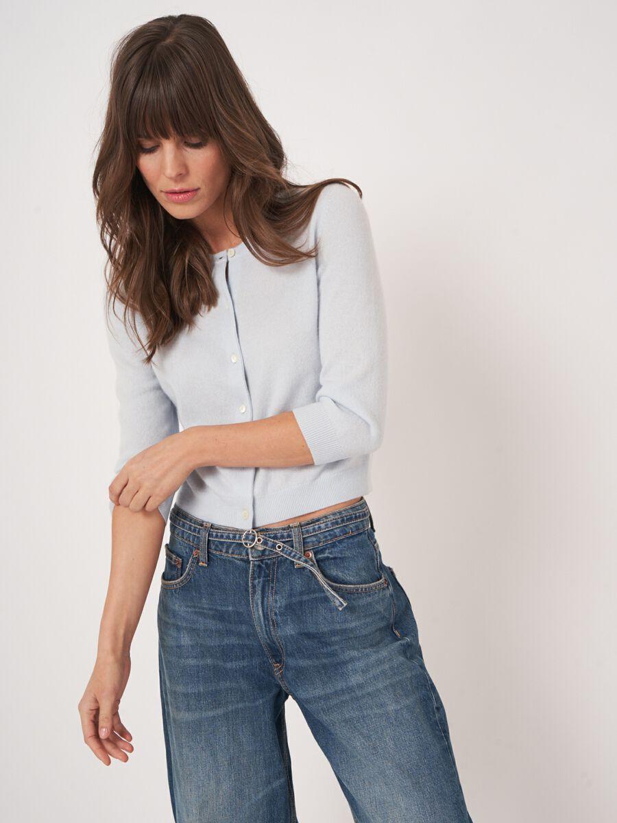 Repeat Cashmere Korte Cardigan Met Ronde Hals Van Biologisch Cashmere