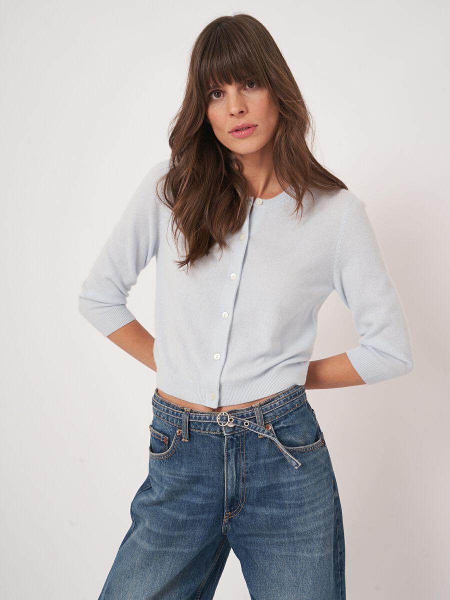 Repeat Cashmere Korte Cardigan Met Ronde Hals Van Biologisch Cashmere