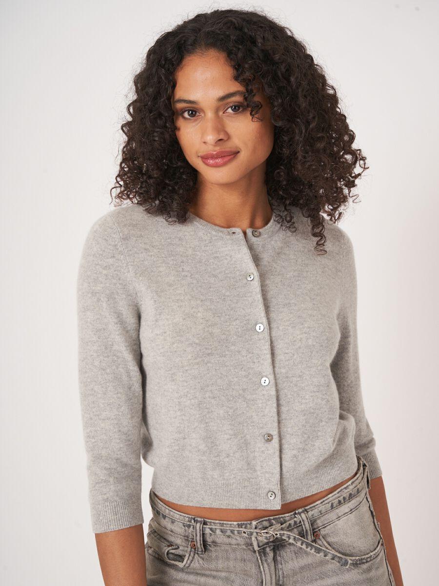 Repeat Cashmere Korte Cardigan Met Ronde Hals Van Biologisch Cashmere