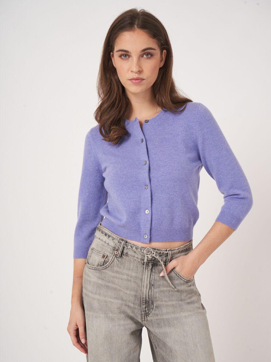 repeat cashmere Korte cardigan met ronde hals van biologisch cashmere