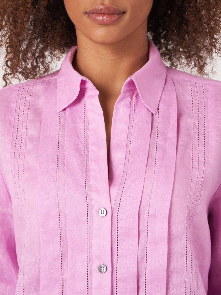 Repeat Cashmere Linnen Blouse Met Overhemdkraag Met Ruches