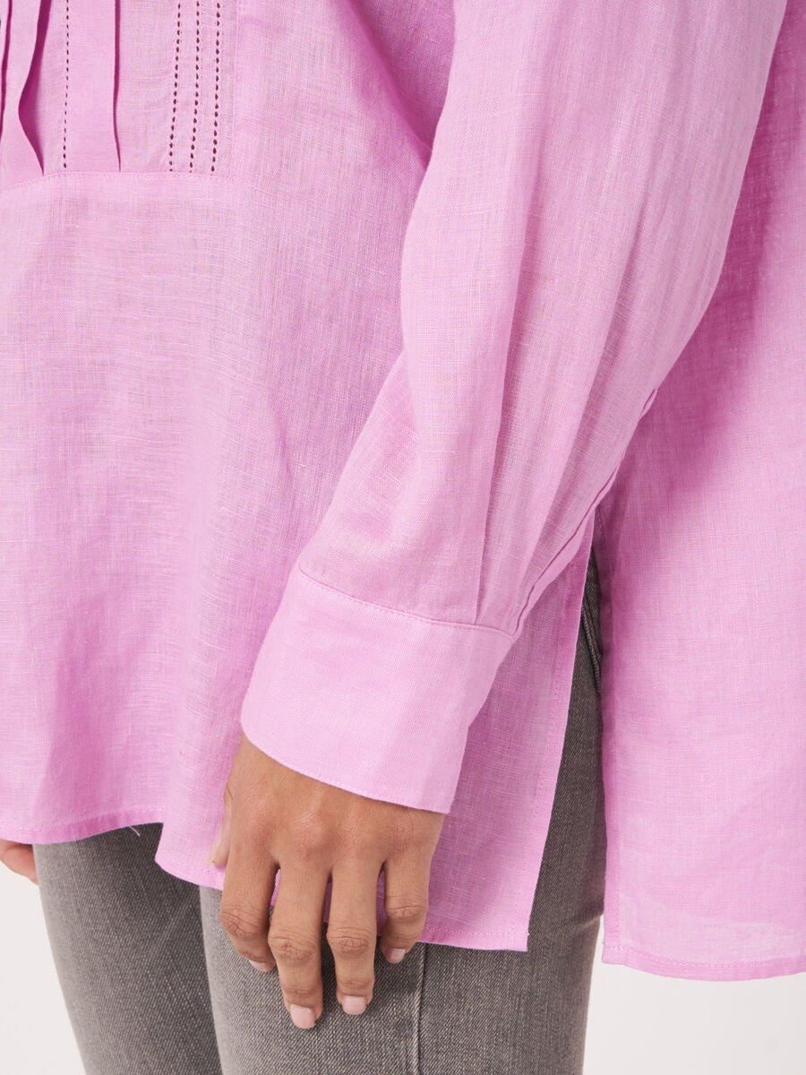 Repeat Cashmere Linnen Blouse Met Overhemdkraag Met Ruches