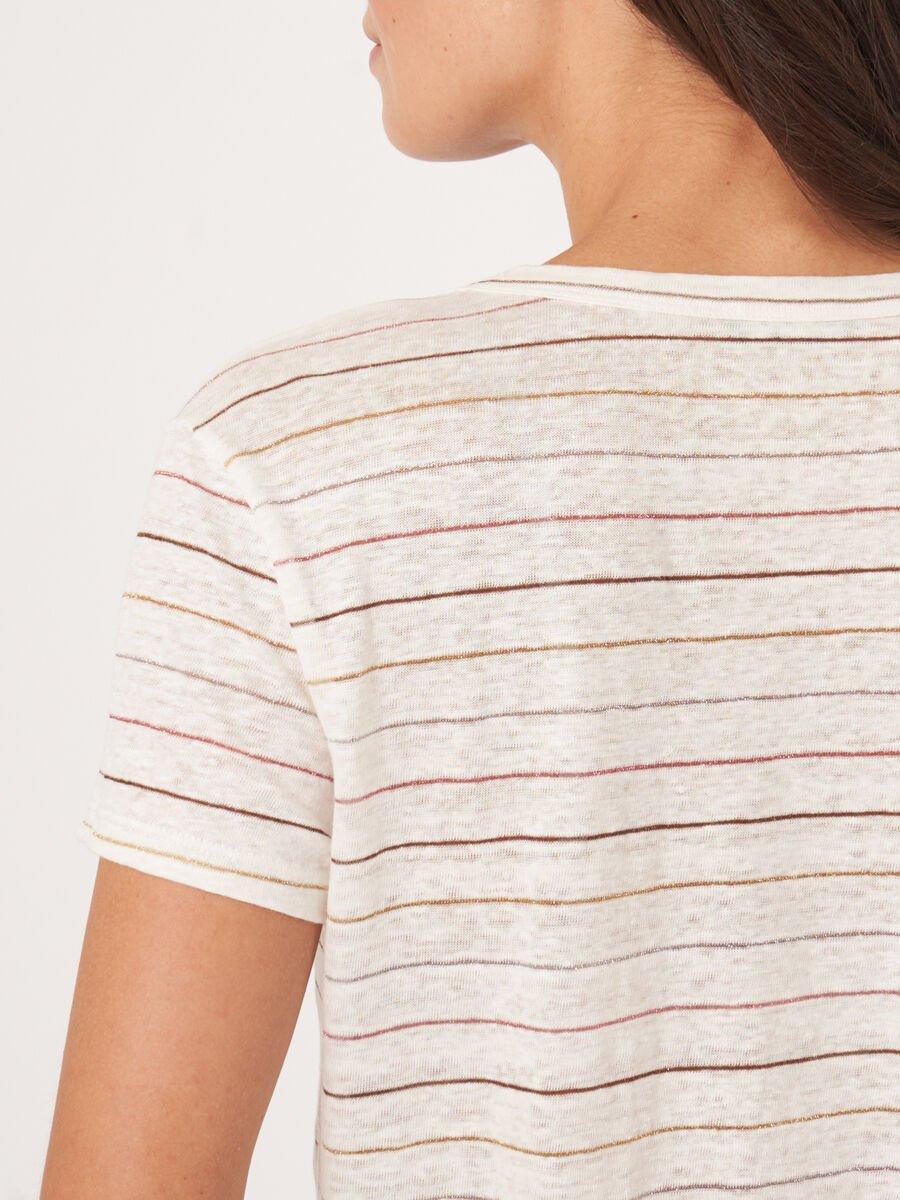 Repeat Cashmere Linnen T-shirt Met Glinsterende Strepen