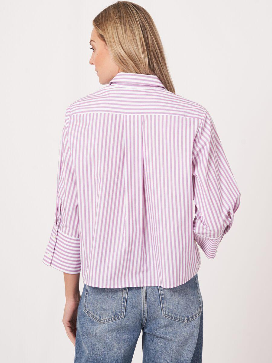 Repeat Cashmere Loose Fit Gestreepte Overhemdblouse