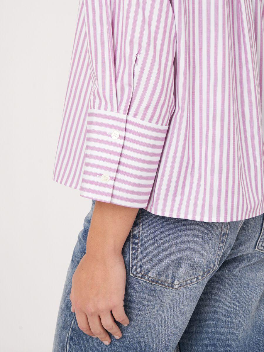 Repeat Cashmere Loose Fit Gestreepte Overhemdblouse