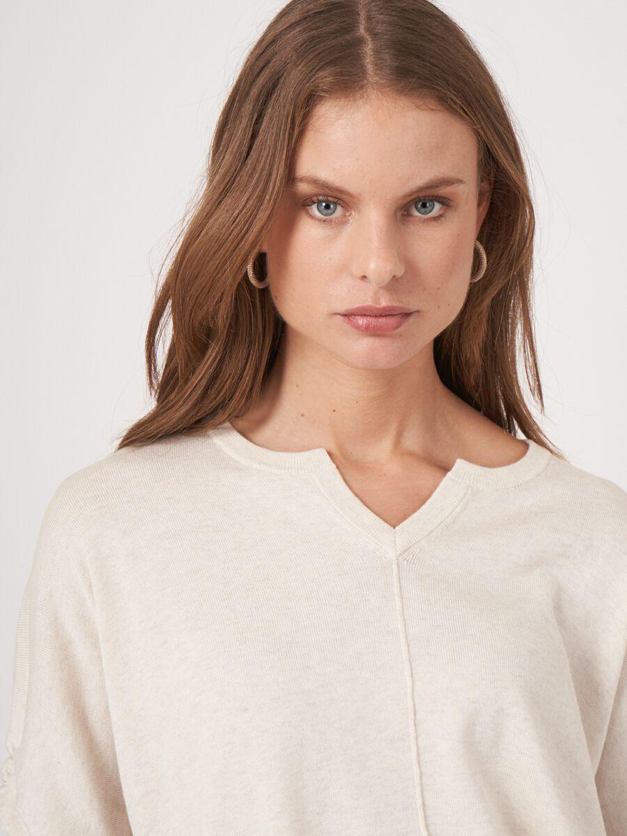Repeat Cashmere Loose Fit Katoenen Trui Met Elastische Zoom