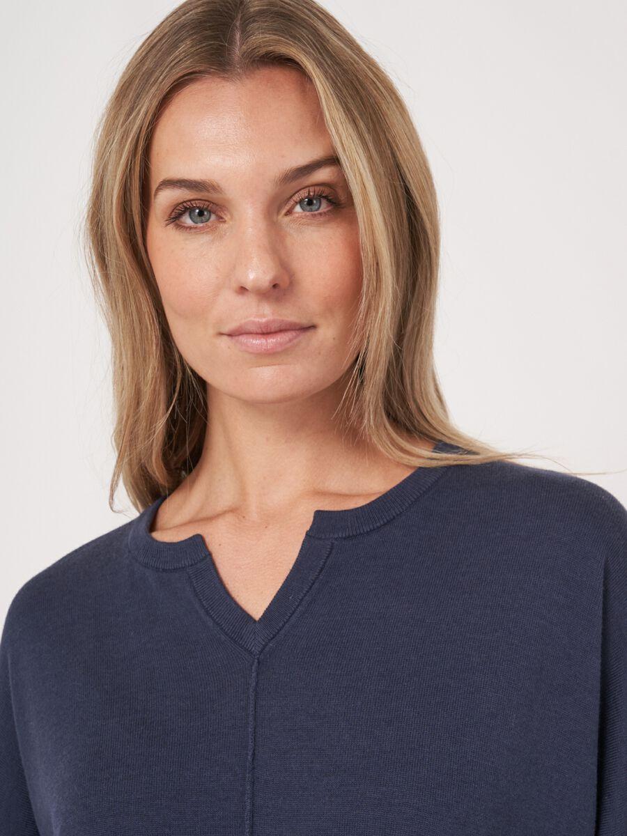 Repeat Cashmere Loose Fit Katoenen Trui Met Elastische Zoom