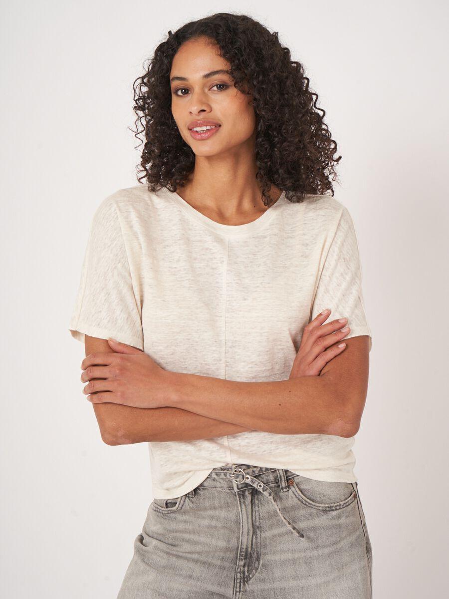Repeat Cashmere Loose Fit Linnen T-shirt Met Zichtbare Naad