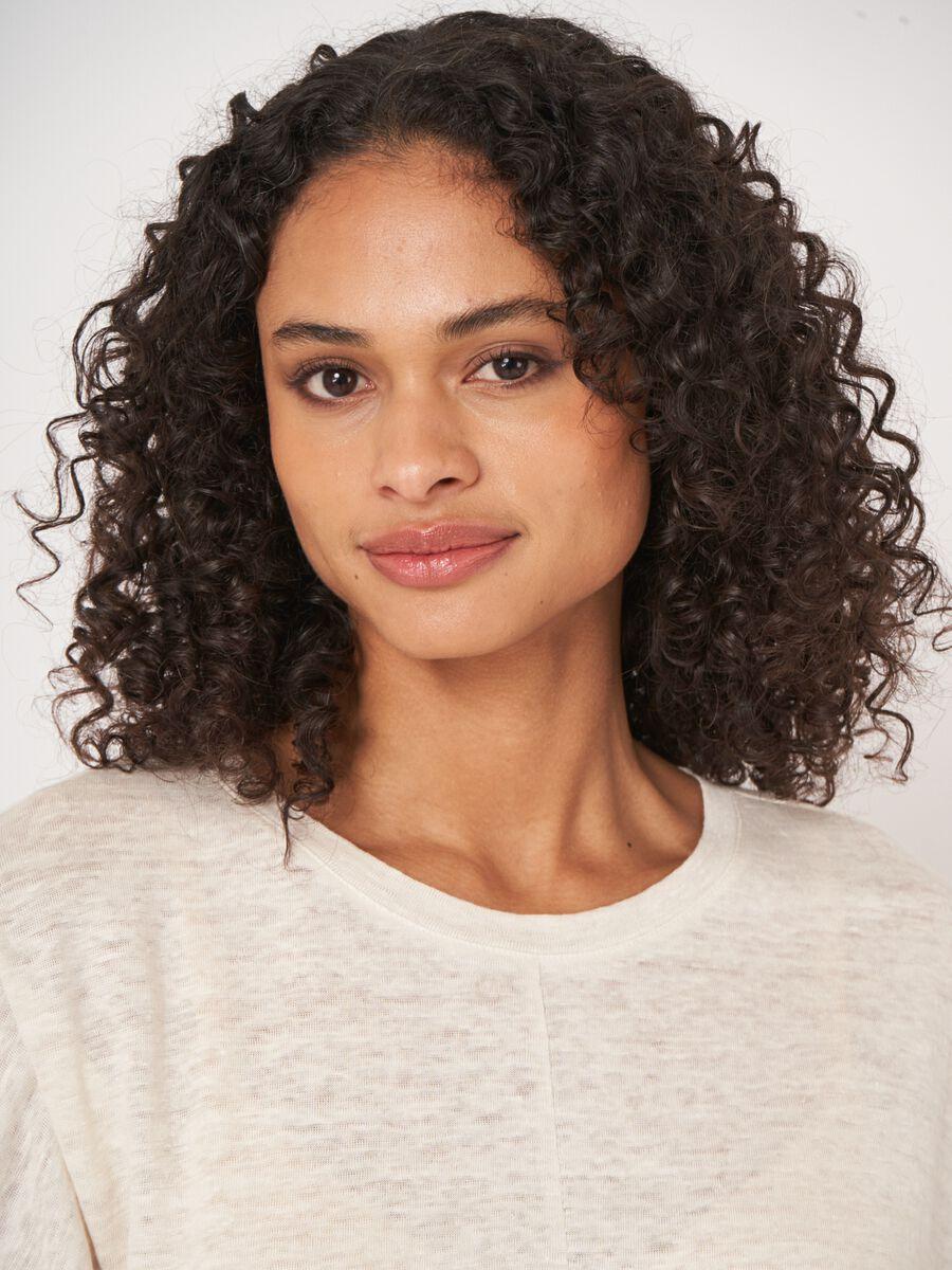 Repeat Cashmere Loose Fit Linnen T-shirt Met Zichtbare Naad