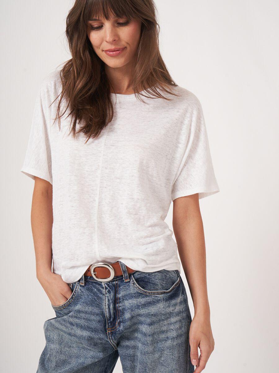 Repeat Cashmere Loose Fit Linnen T-shirt Met Zichtbare Naad