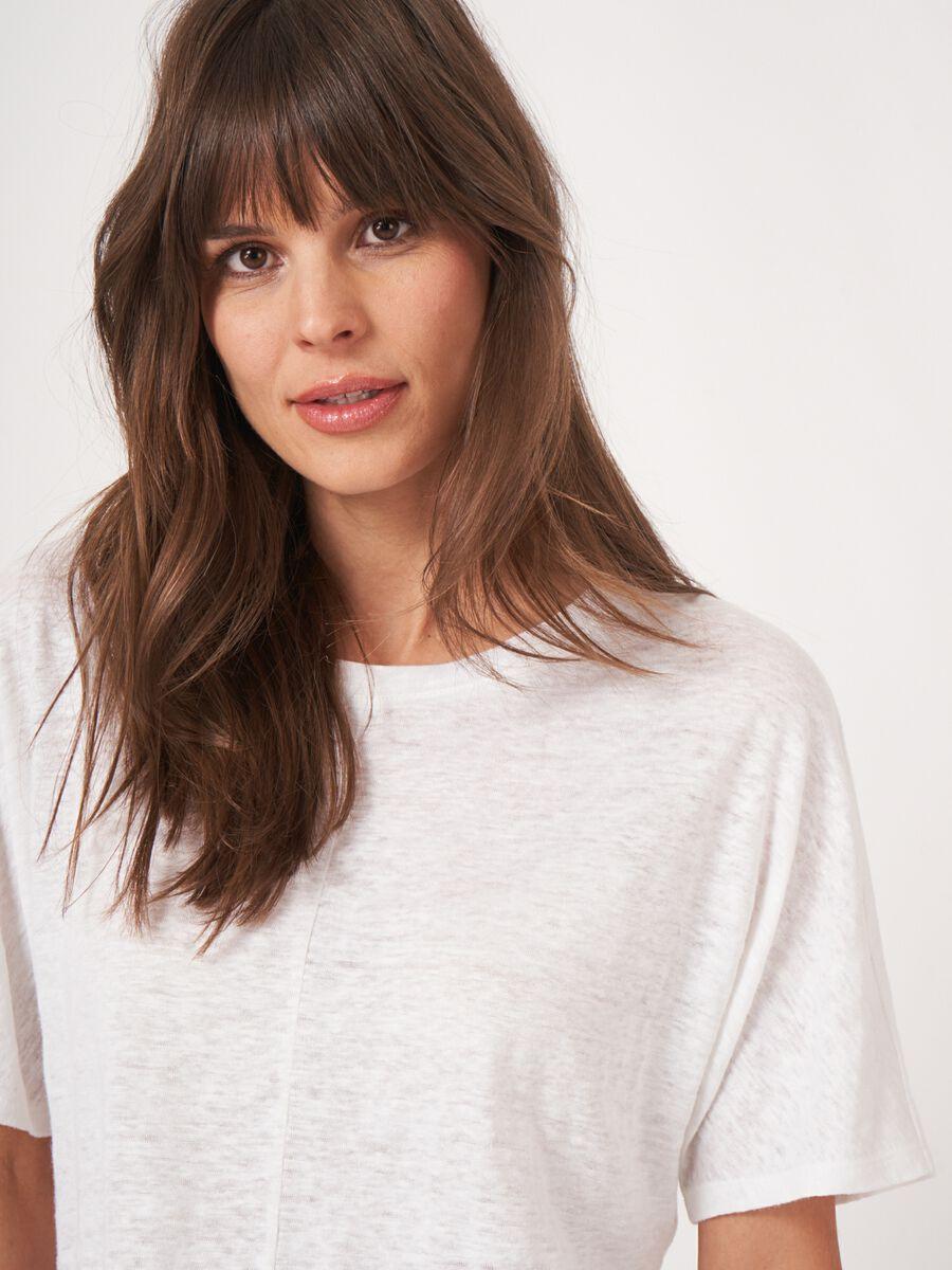 Repeat Cashmere Loose Fit Linnen T-shirt Met Zichtbare Naad