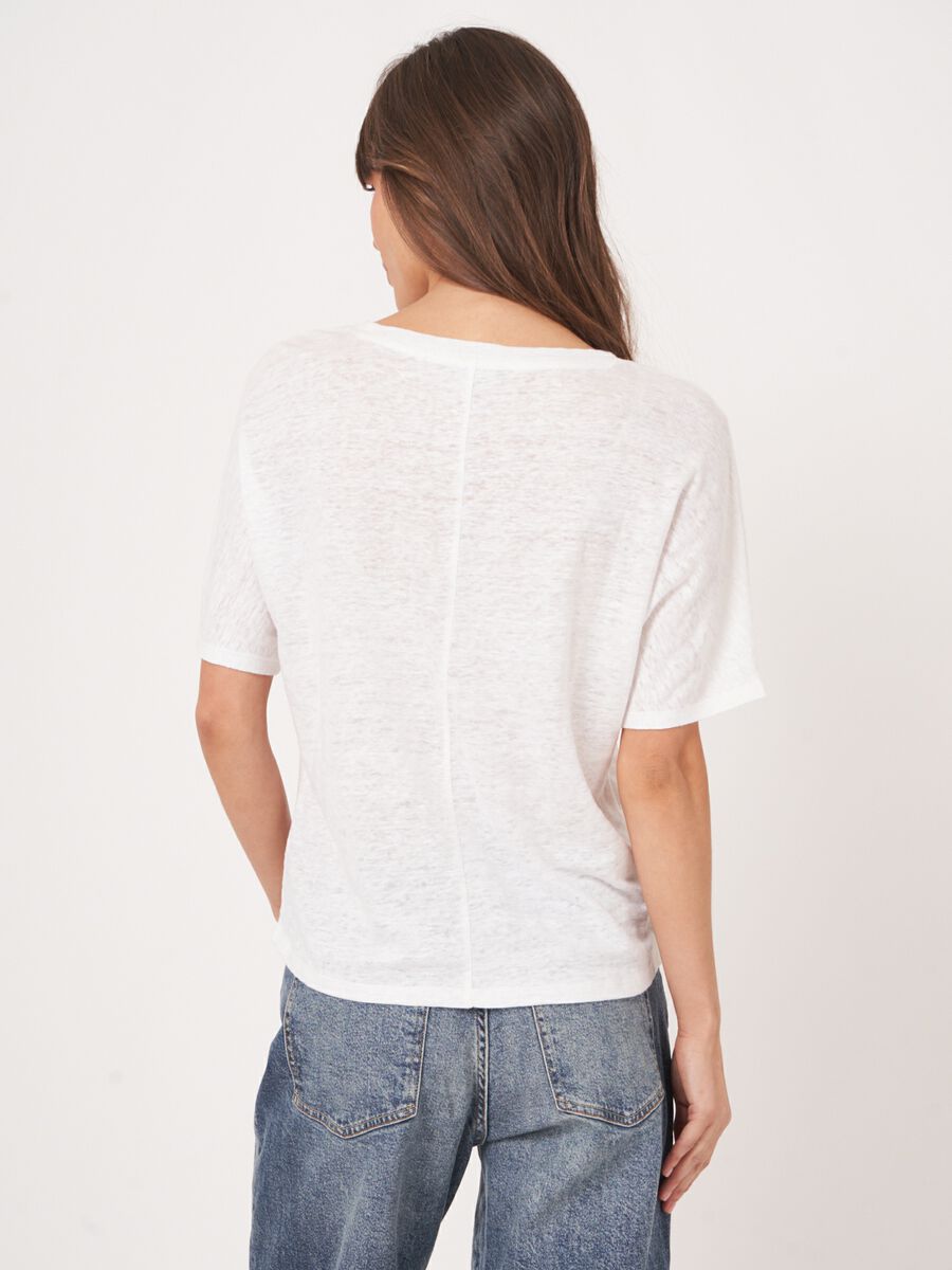 Repeat Cashmere Loose Fit Linnen T-shirt Met Zichtbare Naad