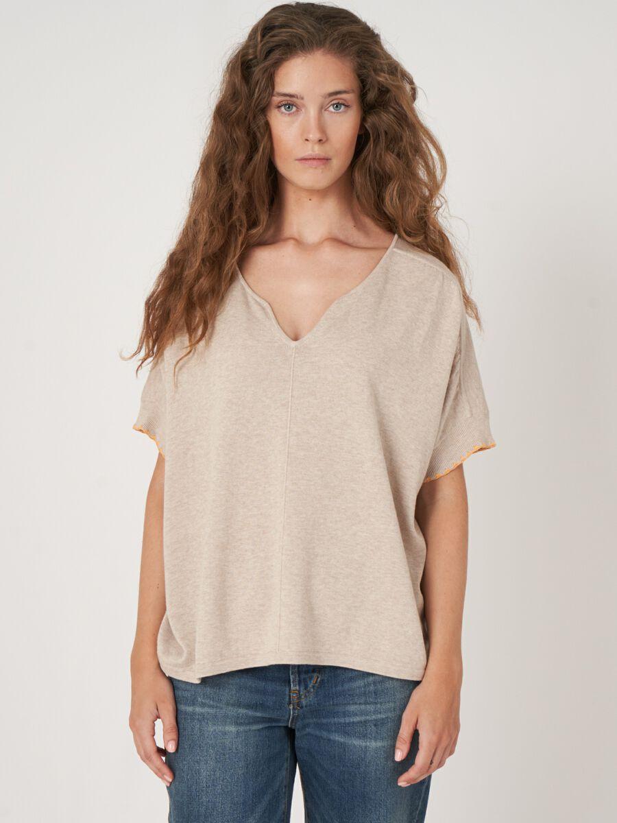 repeat cashmere Loose fit poncho-trui van katoenmix