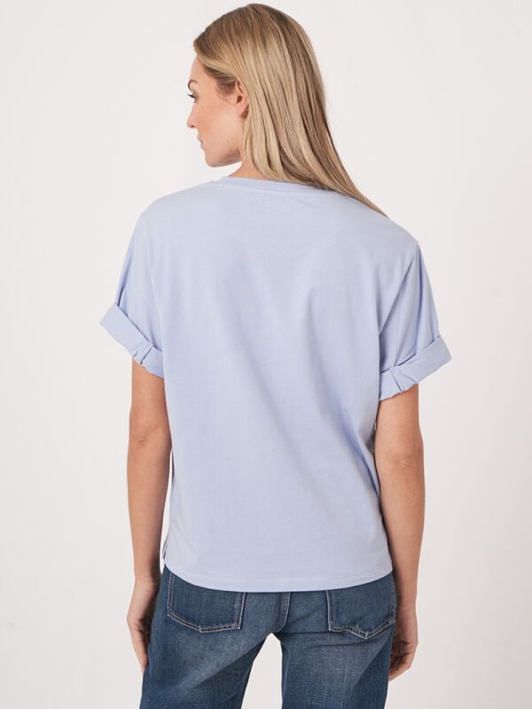 Repeat Cashmere Loose Fit T-shirt Met Opgerolde Mouwen