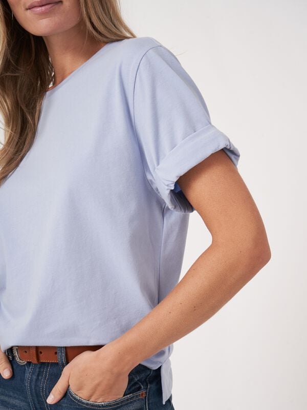 Repeat Cashmere Loose Fit T-shirt Met Opgerolde Mouwen