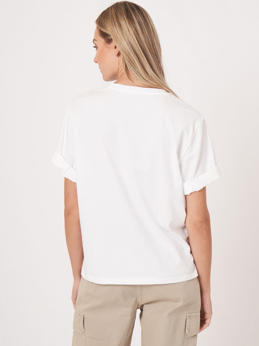 Repeat Cashmere Loose Fit T-shirt Met Opgerolde Mouwen