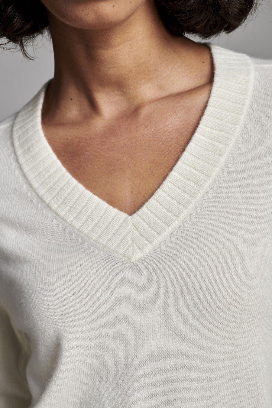 Repeat Cashmere Losse Cashmere V-hals Trui Met Geribde Details