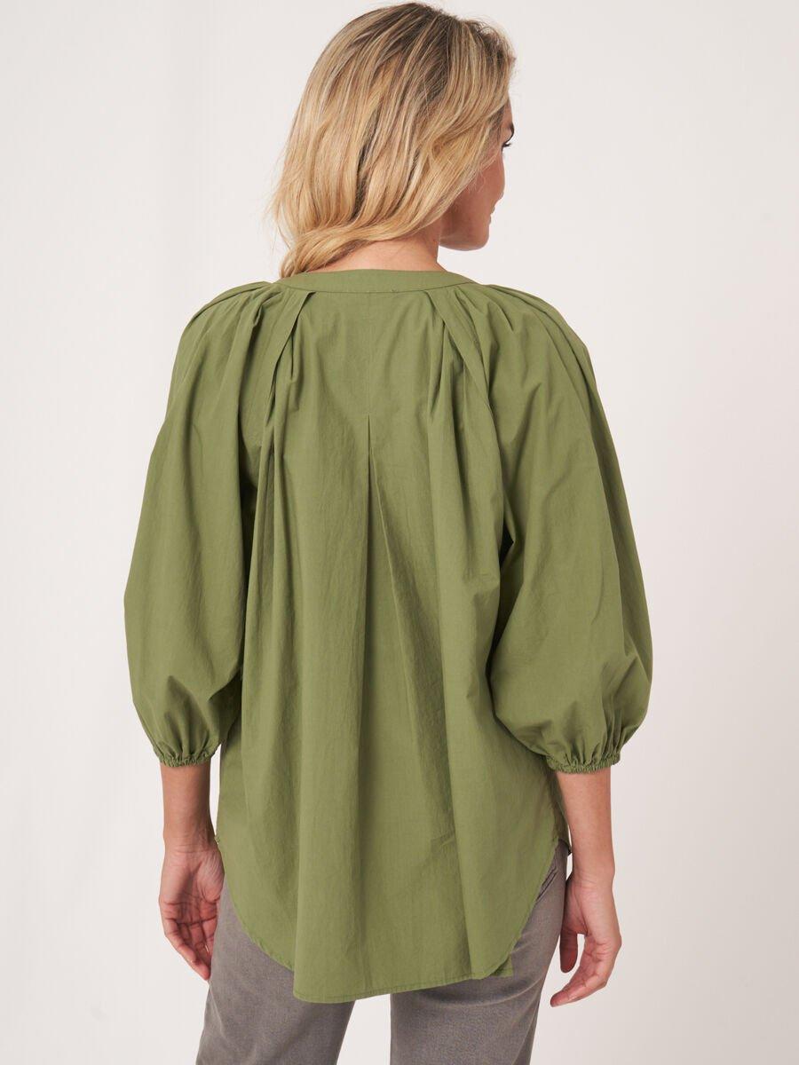 Repeat Cashmere Losse Katoenen Blouse Met 3/4 Raglan Pofmouwen
