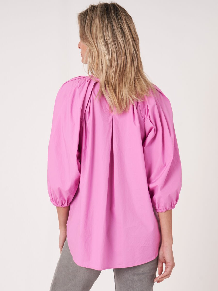 Repeat Cashmere Losse Katoenen Blouse Met 3/4 Raglan Pofmouwen