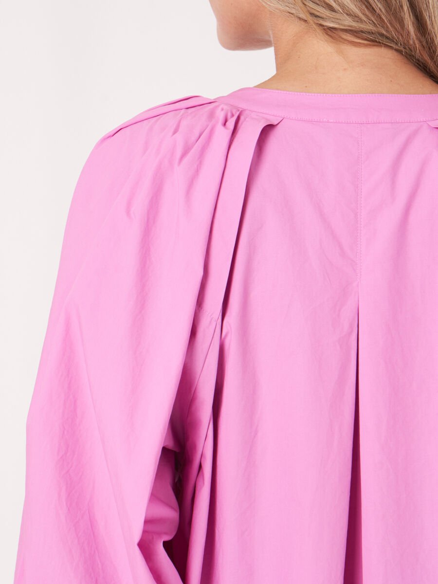 Repeat Cashmere Losse Katoenen Blouse Met 3/4 Raglan Pofmouwen