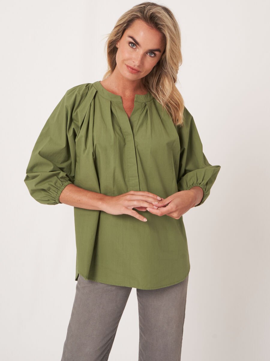 repeat cashmere Losse katoenen blouse met 3/4 raglan pofmouwen