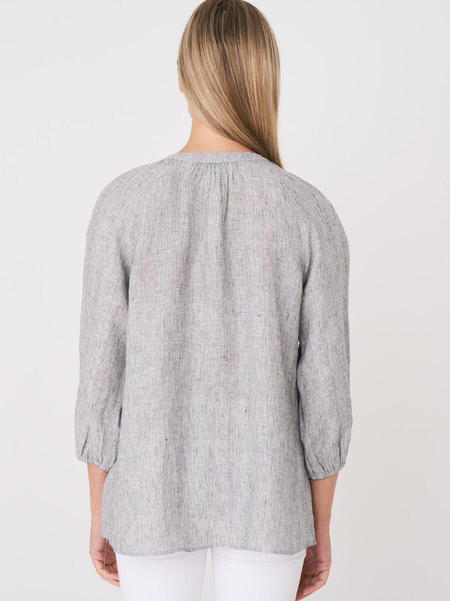 Repeat Cashmere Losse Linnen Blouse Met Ruitjespatroon