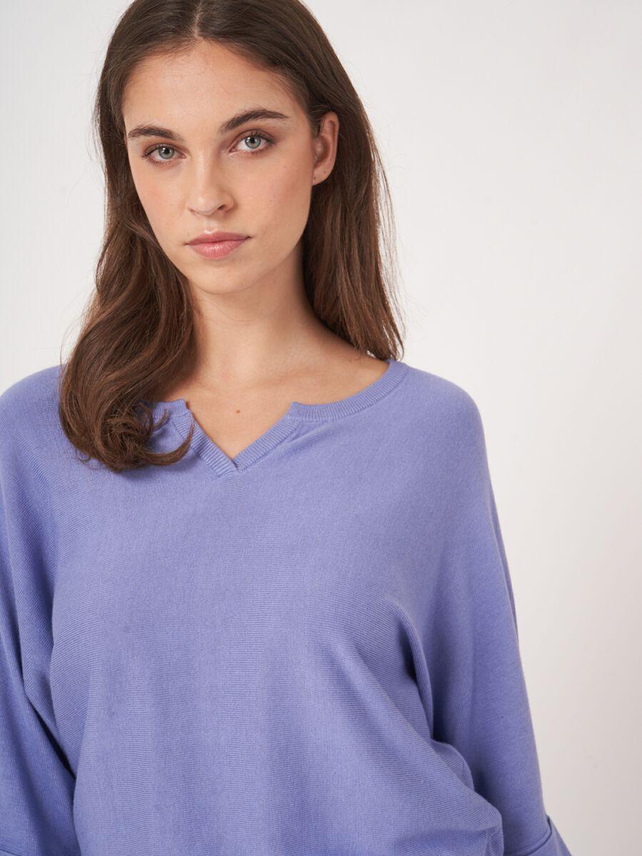 Repeat Cashmere Losvallende Fijn Gebreide Batwing Trui Van Katoenmix