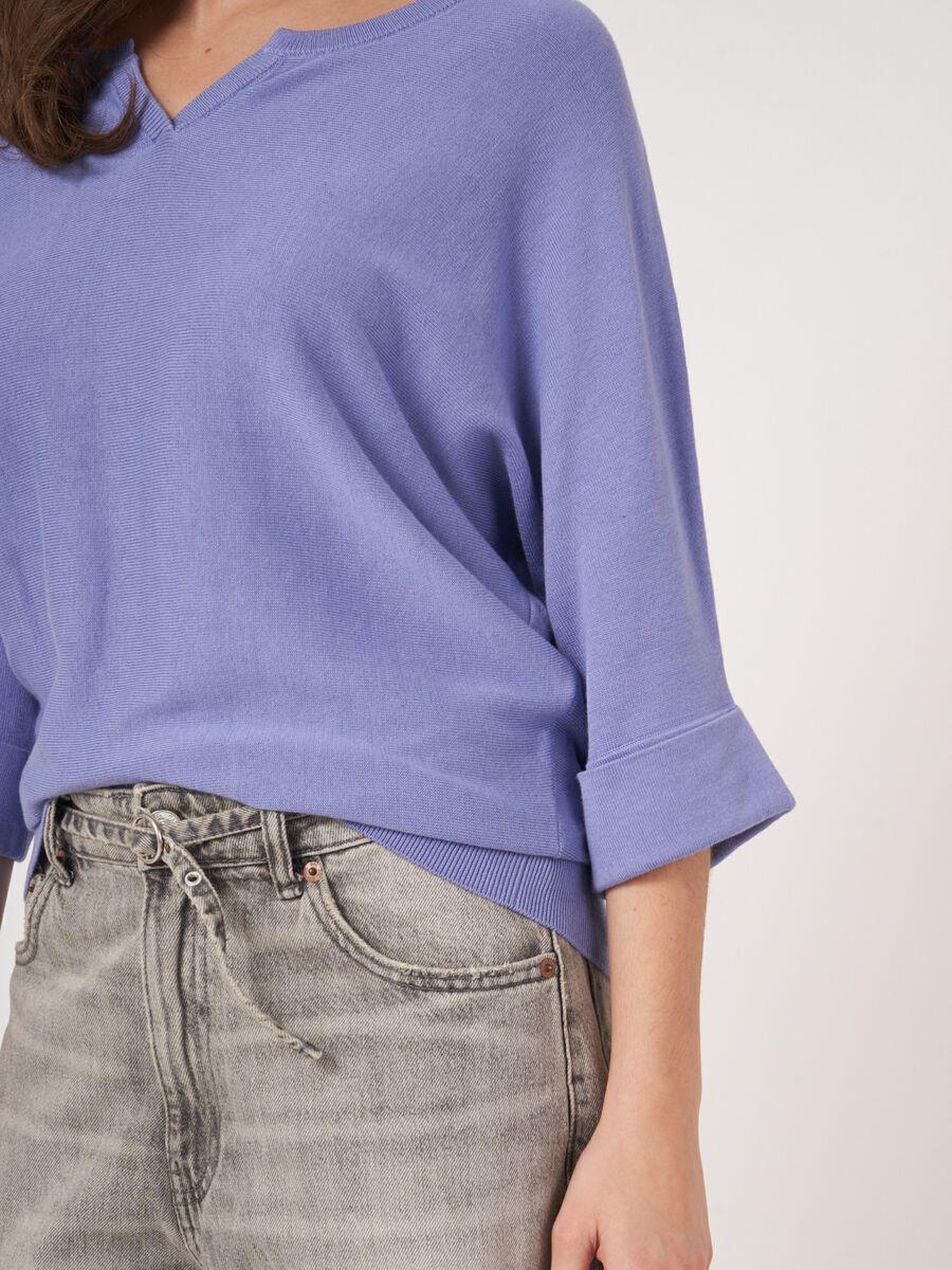 Repeat Cashmere Losvallende Fijn Gebreide Batwing Trui Van Katoenmix