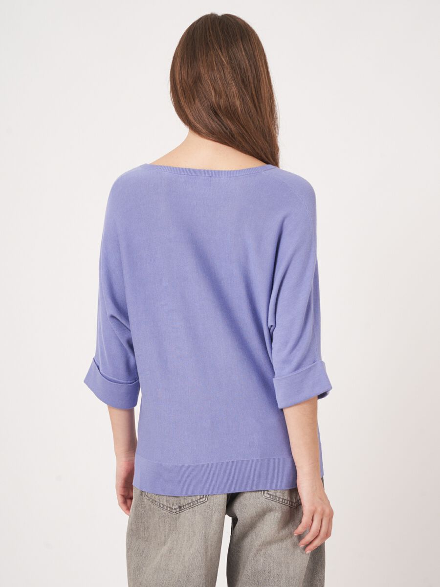 Repeat Cashmere Losvallende Fijn Gebreide Batwing Trui Van Katoenmix