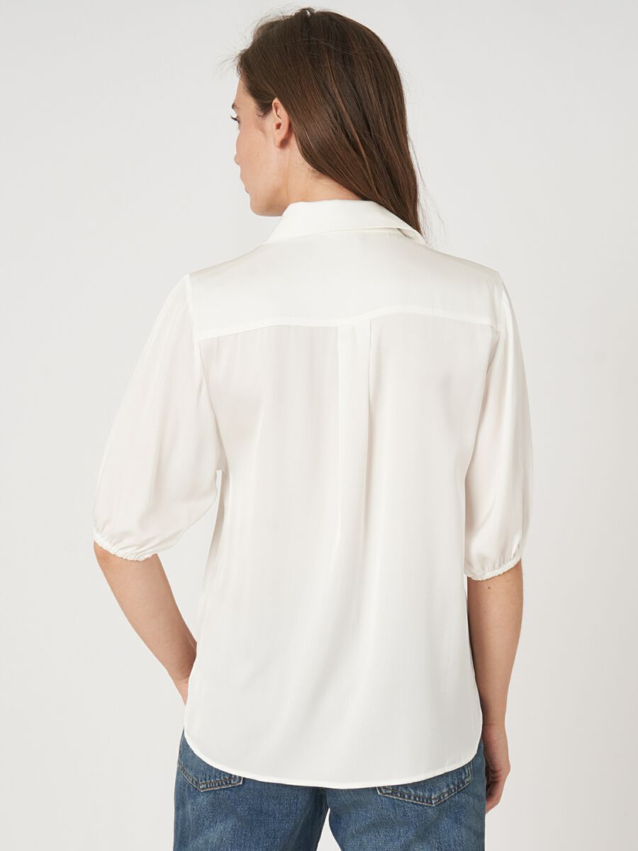 Repeat Cashmere Losvallende Overhemdblouse Met Pofmouwen