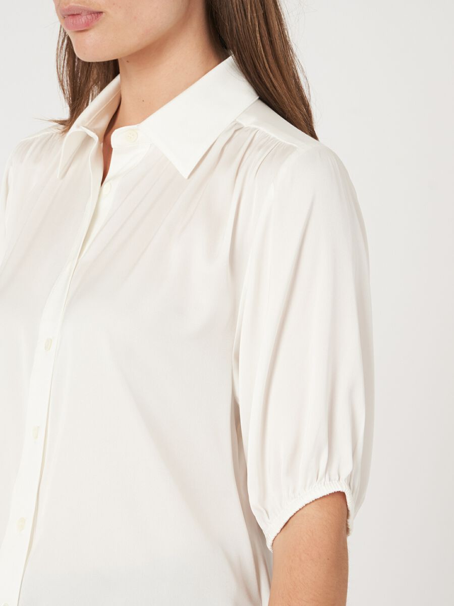 Repeat Cashmere Losvallende Overhemdblouse Met Pofmouwen