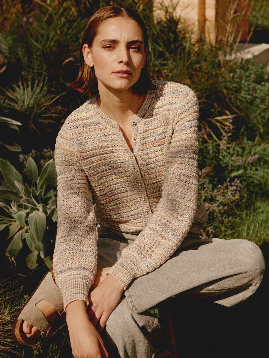 repeat cashmere Meerkleurig vest met textuur van Italiaans katoen