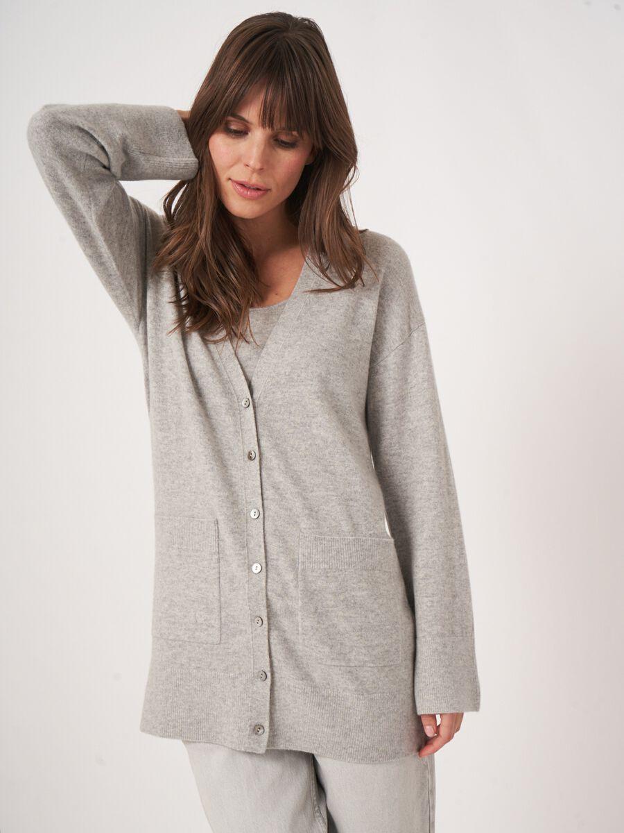 Repeat Cashmere Middellang Cashmere Vest Met V-hals En Zakken