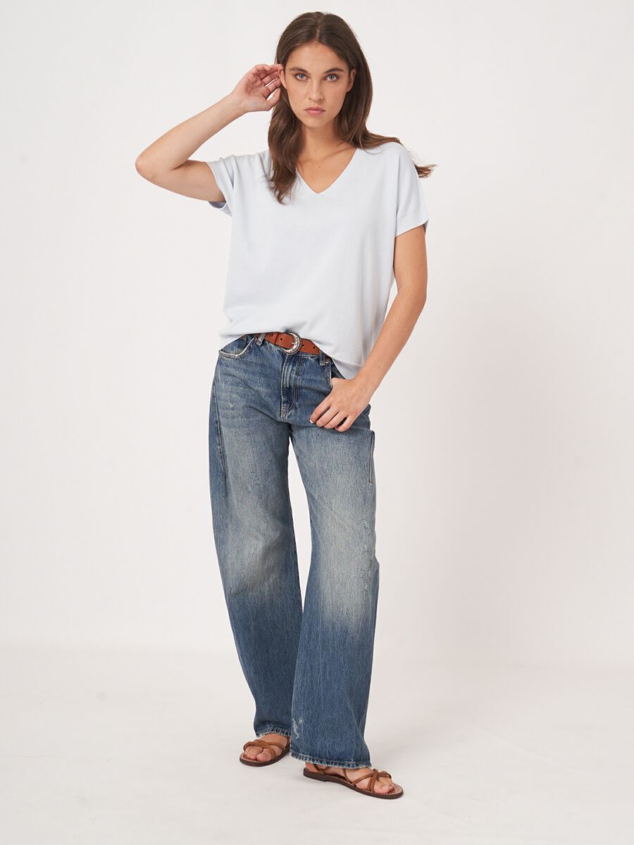 Repeat Cashmere Mouwloze Fijn Geribde Trui Van Cashmere En Katoen