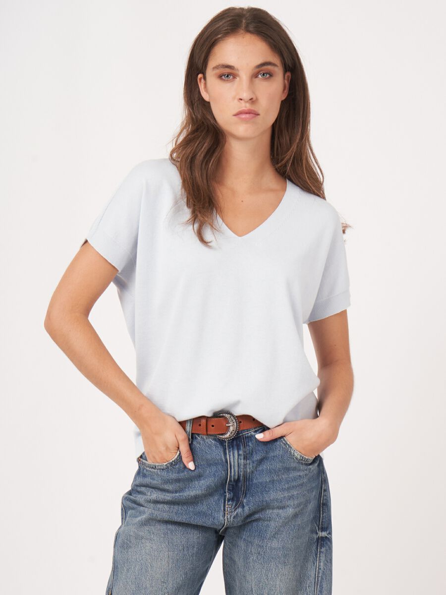 Repeat Cashmere Mouwloze Fijn Geribde Trui Van Cashmere En Katoen