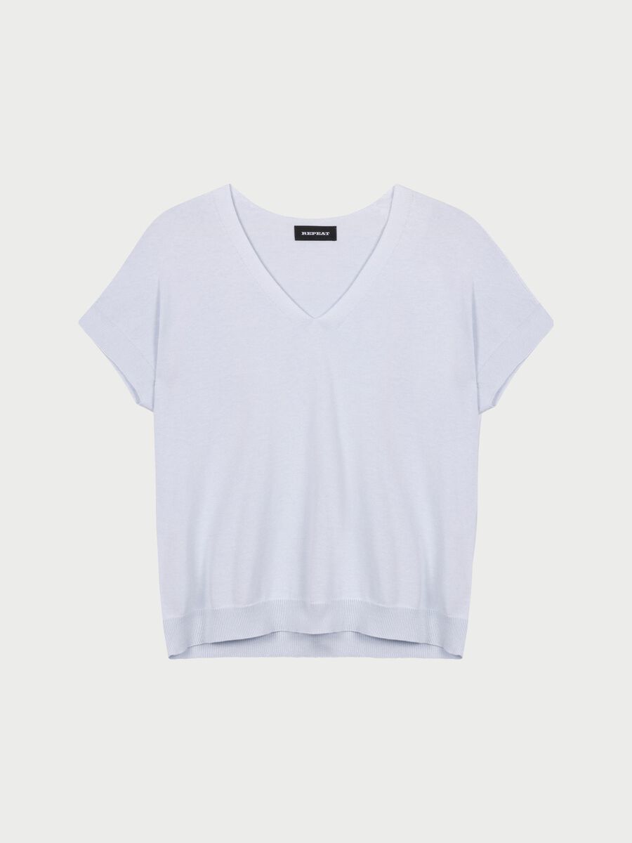 repeat cashmere Mouwloze fijn geribde trui van cashmere en katoen