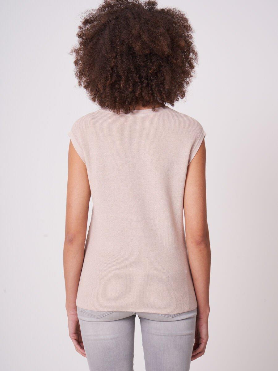 Repeat Cashmere Mouwloze Gebreide Trui Met Gedraaide Zoom Van Katoen-linnen-mix