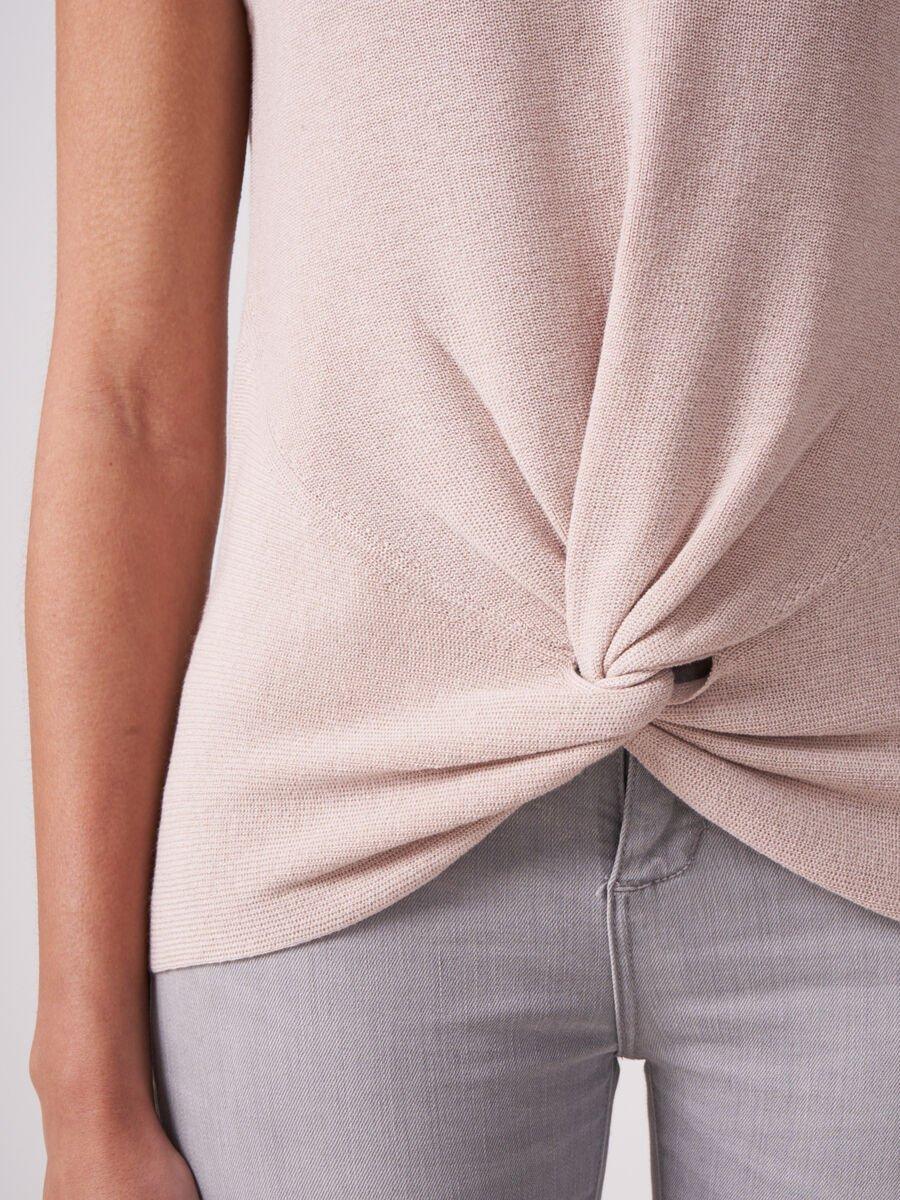 Repeat Cashmere Mouwloze Gebreide Trui Met Gedraaide Zoom Van Katoen-linnen-mix