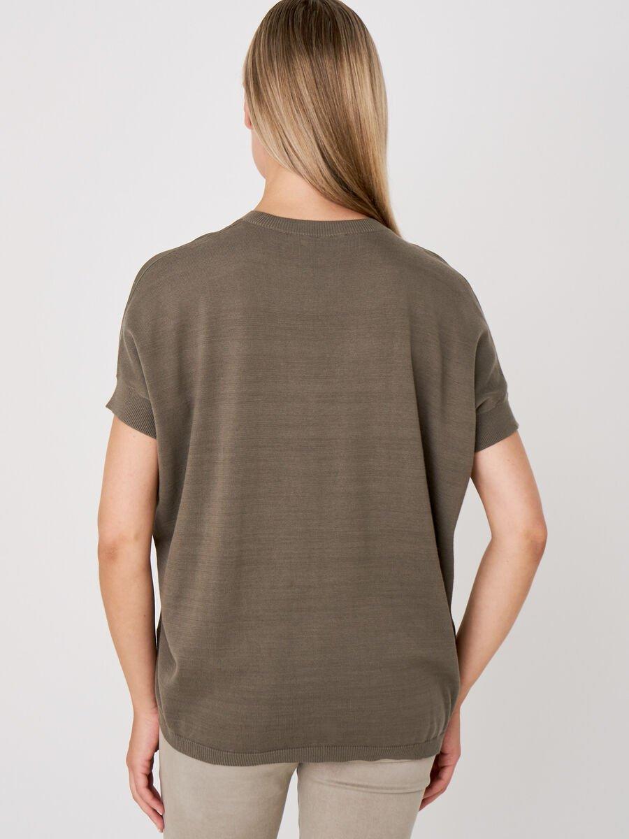 Repeat Cashmere Mouwloze V-hals Trui Met Zijde Aan Voorkant