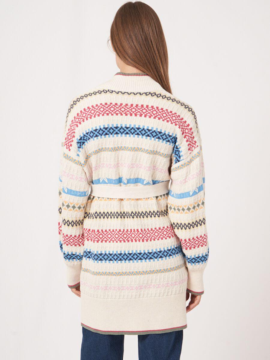 Repeat Cashmere Multikleuren Gestreept Gebreid Vest Met Ceintuur Van Zuiver Katoen