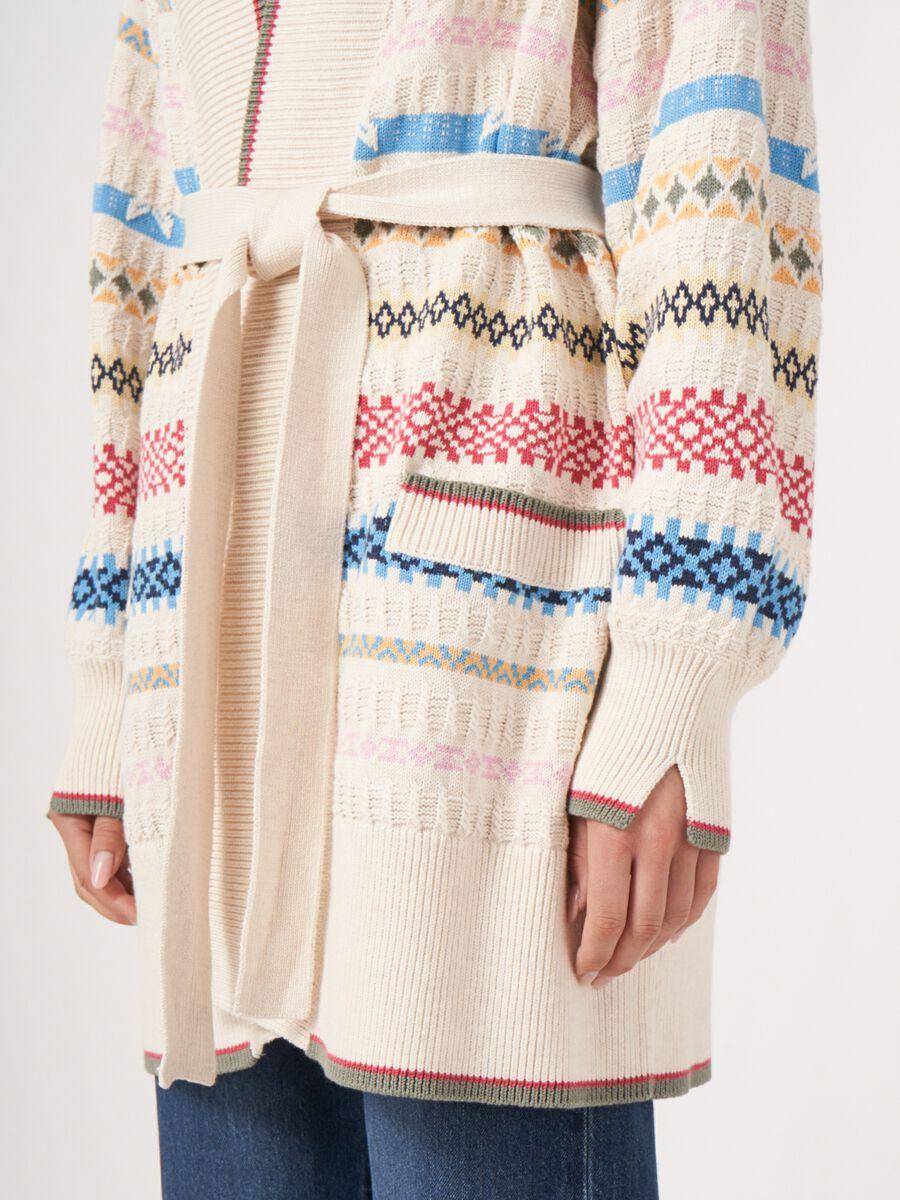 Repeat Cashmere Multikleuren Gestreept Gebreid Vest Met Ceintuur Van Zuiver Katoen