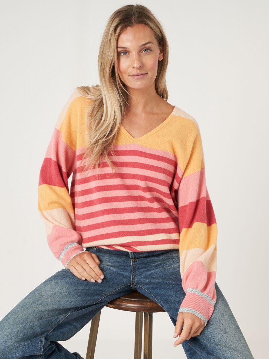 Repeat Cashmere Multikleuren Gestreepte Cashmere Trui