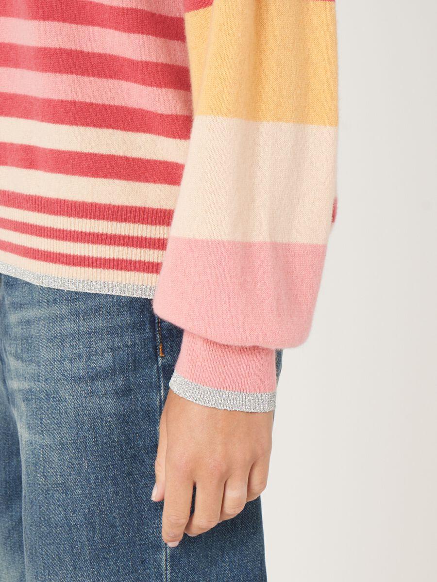 Repeat Cashmere Multikleuren Gestreepte Cashmere Trui