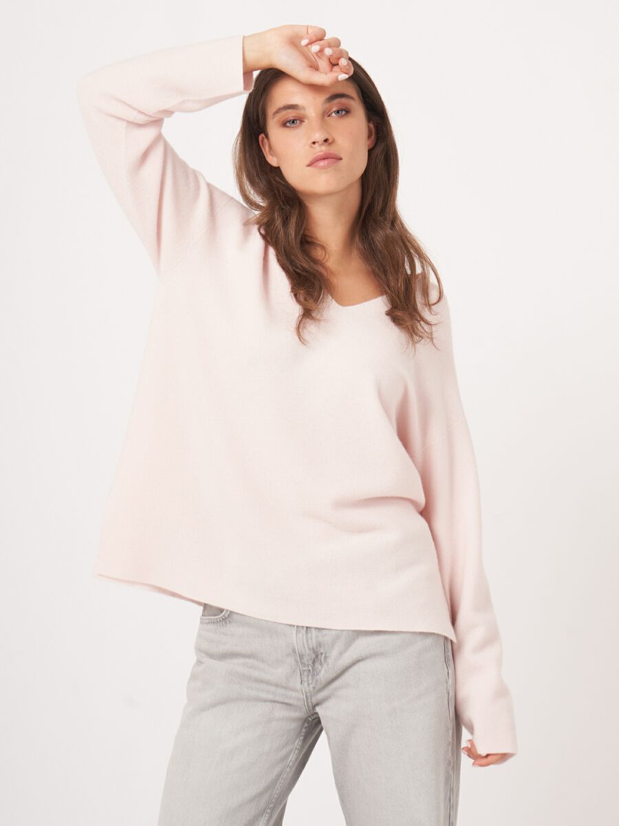 Repeat Cashmere Naadloos Gebreide Cashmere Trui Met V-hals