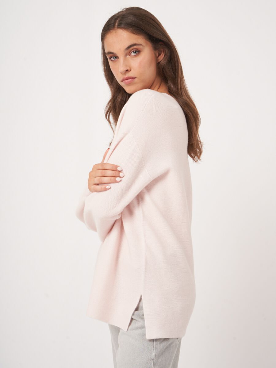 Repeat Cashmere Naadloos Gebreide Cashmere Trui Met V-hals