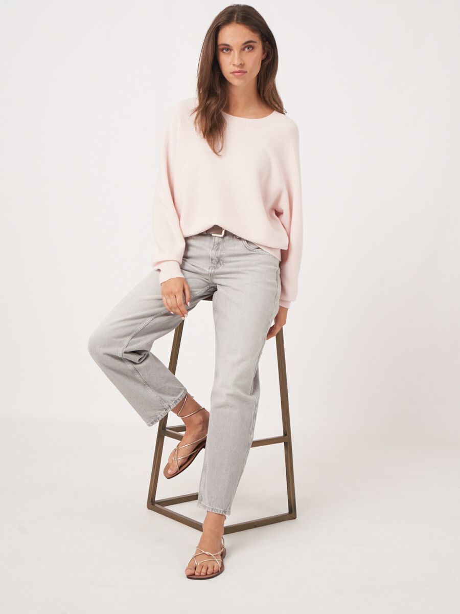 repeat cashmere Naadloos gebreide ronde hals cashmere trui