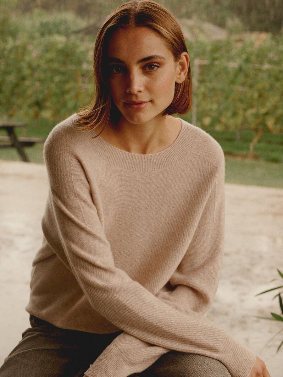 repeat cashmere Naadloos gebreide ronde hals cashmere trui