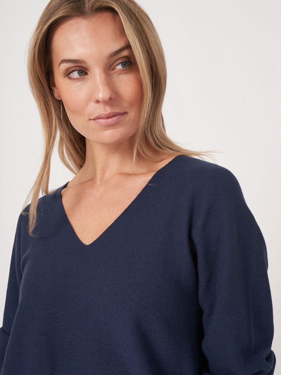 Repeat Cashmere Naadloos Gebreide V-hals Trui Van Cashmere En Katoen